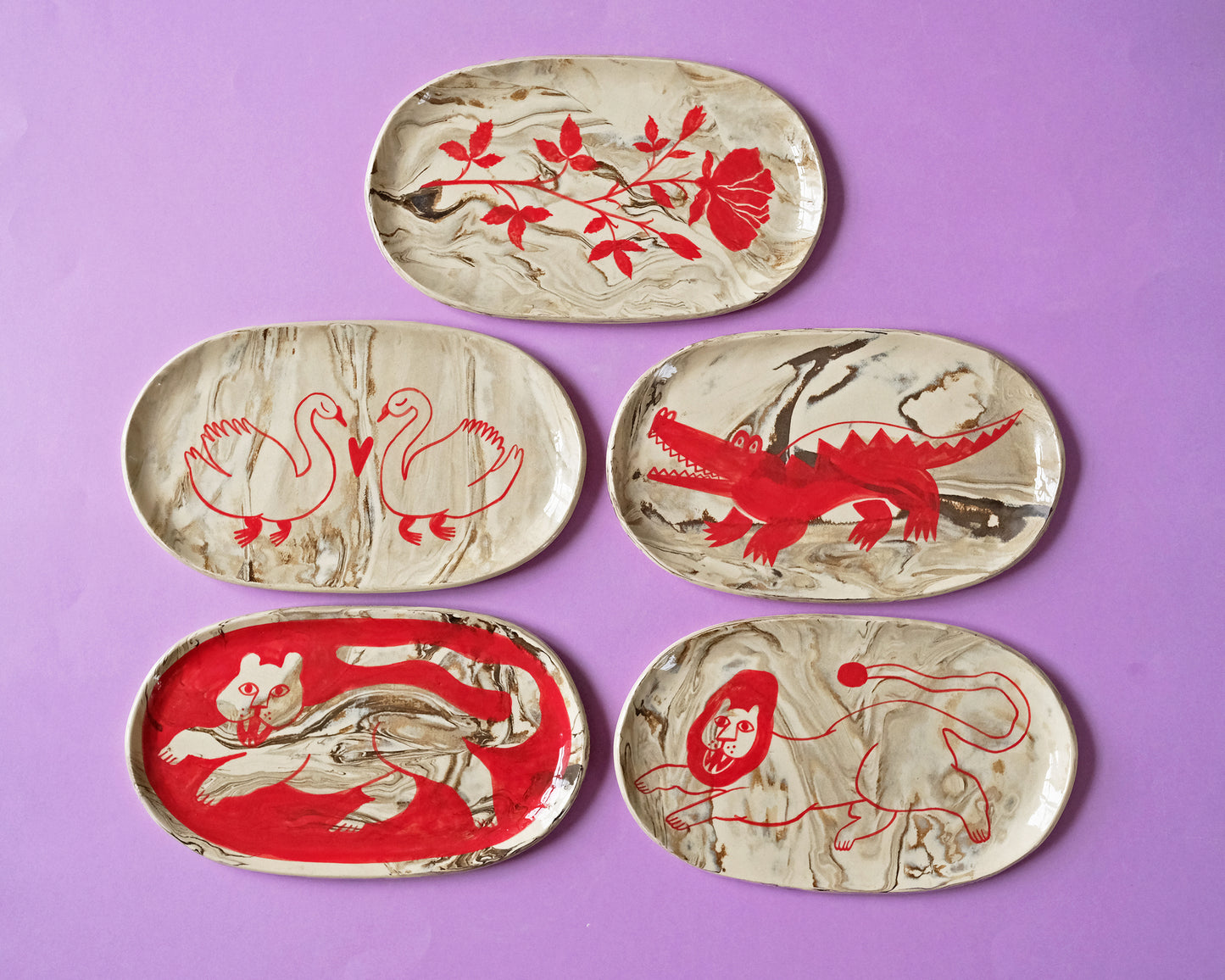 Nerikomi Long Plates (Different Variants)