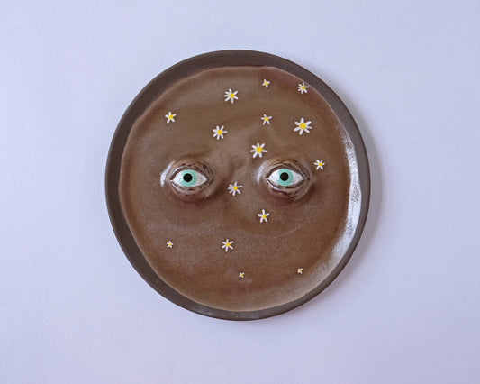 Black Eyed Plate with Small Flowers #1