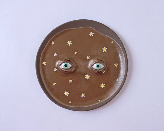 Black Eyed Plate with Small Flowers #2