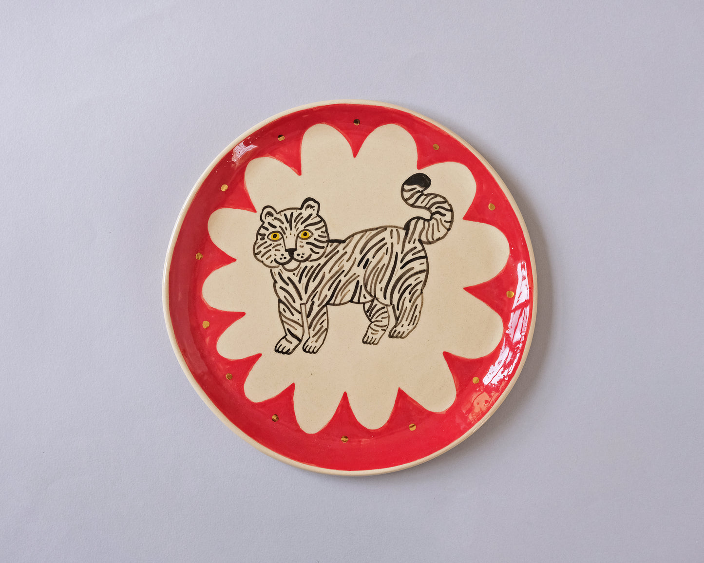 Plate with Tiger and Flower #3 (With real gold!)