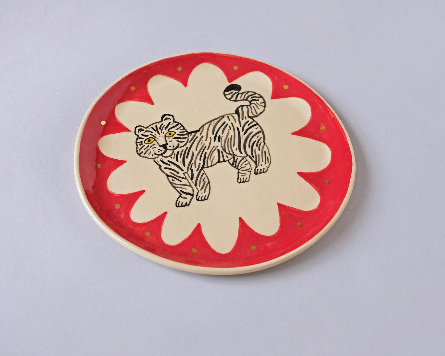 Plate with Tiger and Flower #3 (With real gold!)