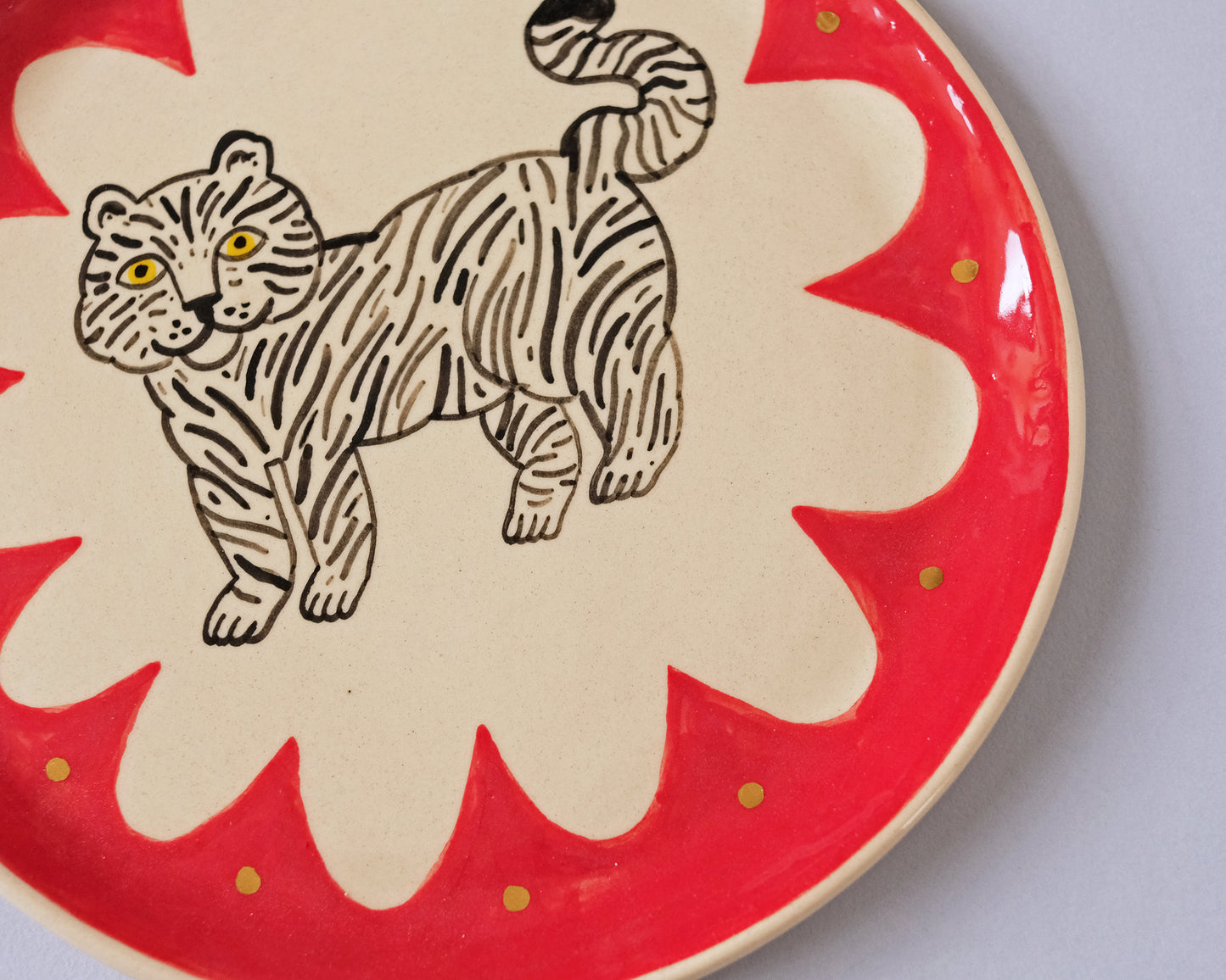 Plate with Tiger and Flower #3 (With real gold!)