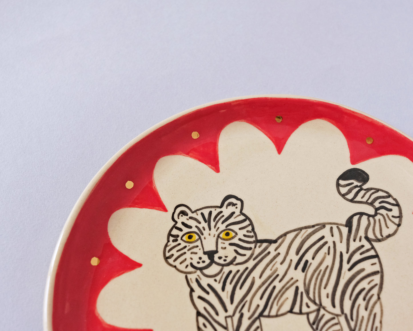 Plate with Tiger and Flower #3 (With real gold!)