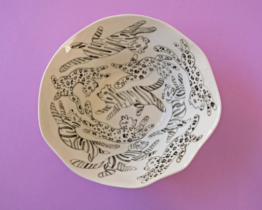 Porcelain Tigers and Leopards Bowl