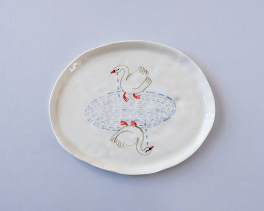 Plate with 2 Crying Swans