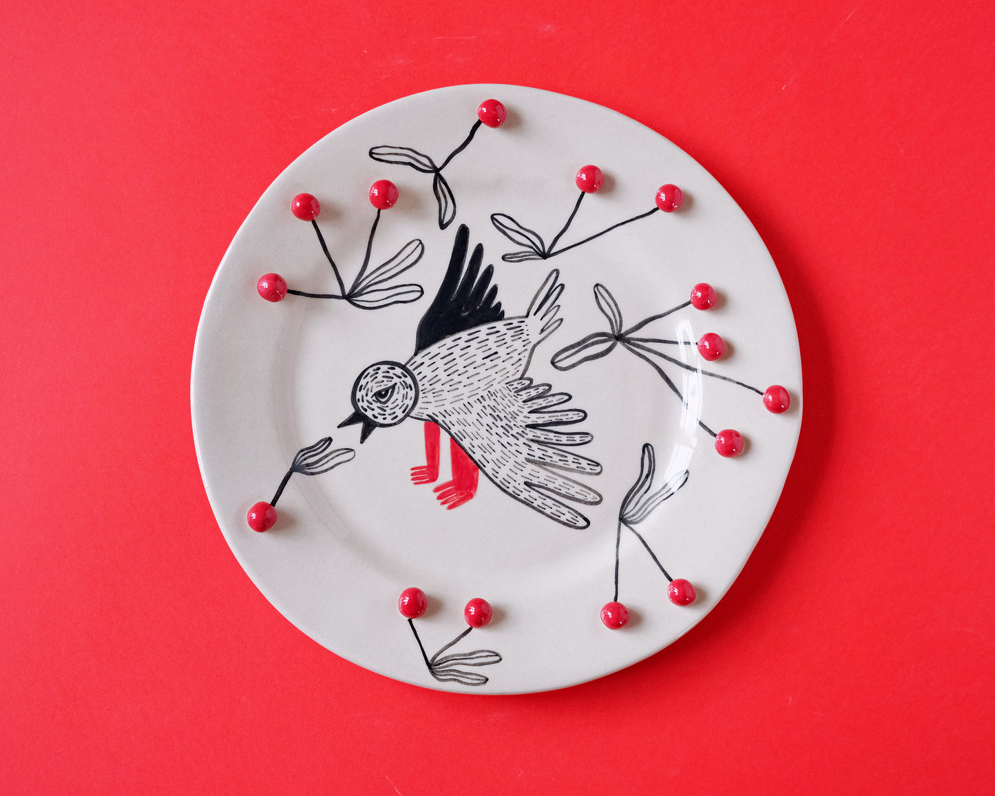 Cunning bird and cherries plate #7