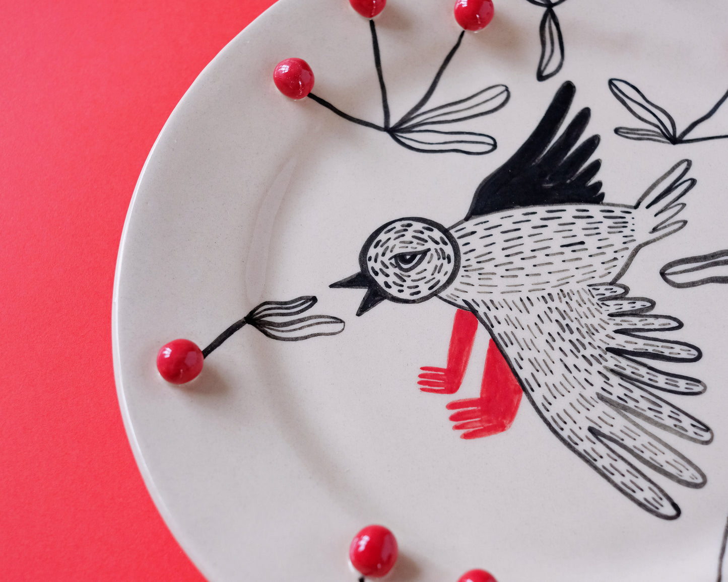 Cunning bird and cherries plate #7