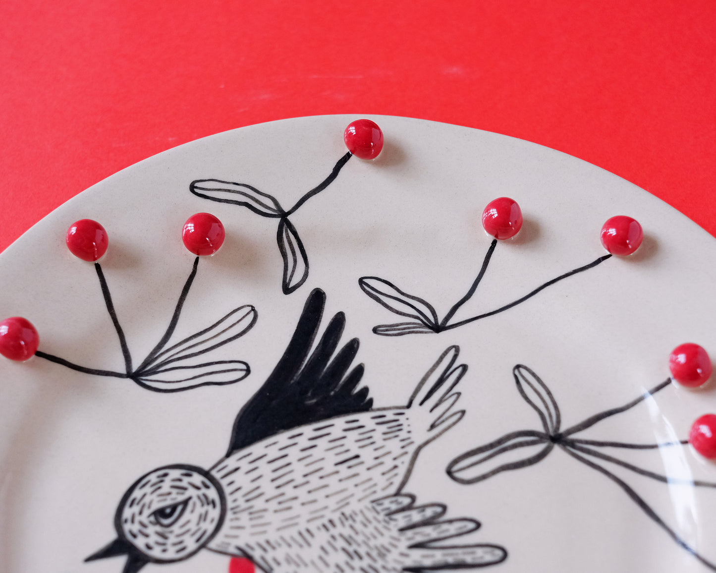 Cunning bird and cherries plate #7