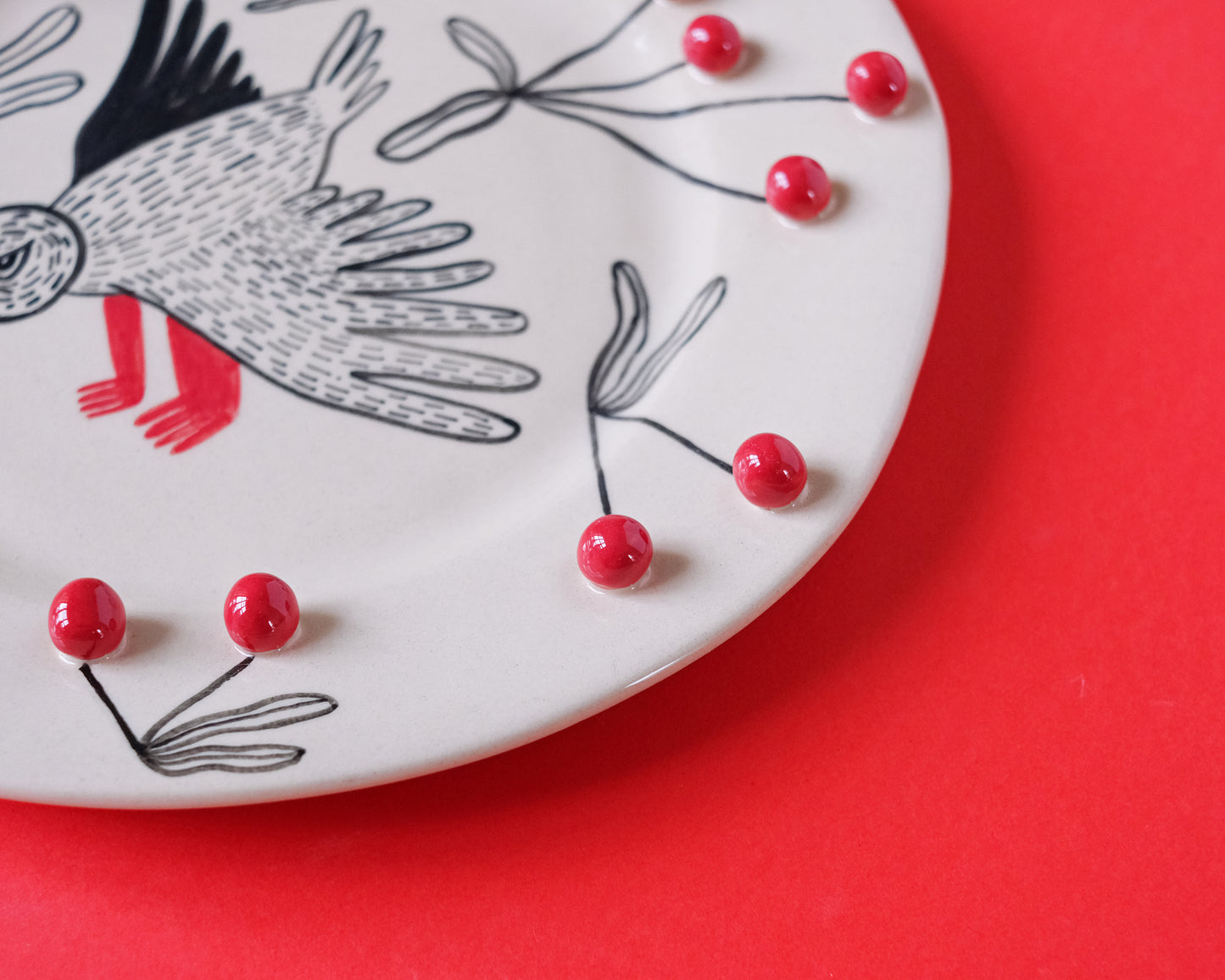 Cunning bird and cherries plate #7