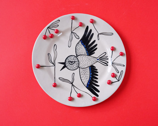 Cunning bird and cherries plate #8