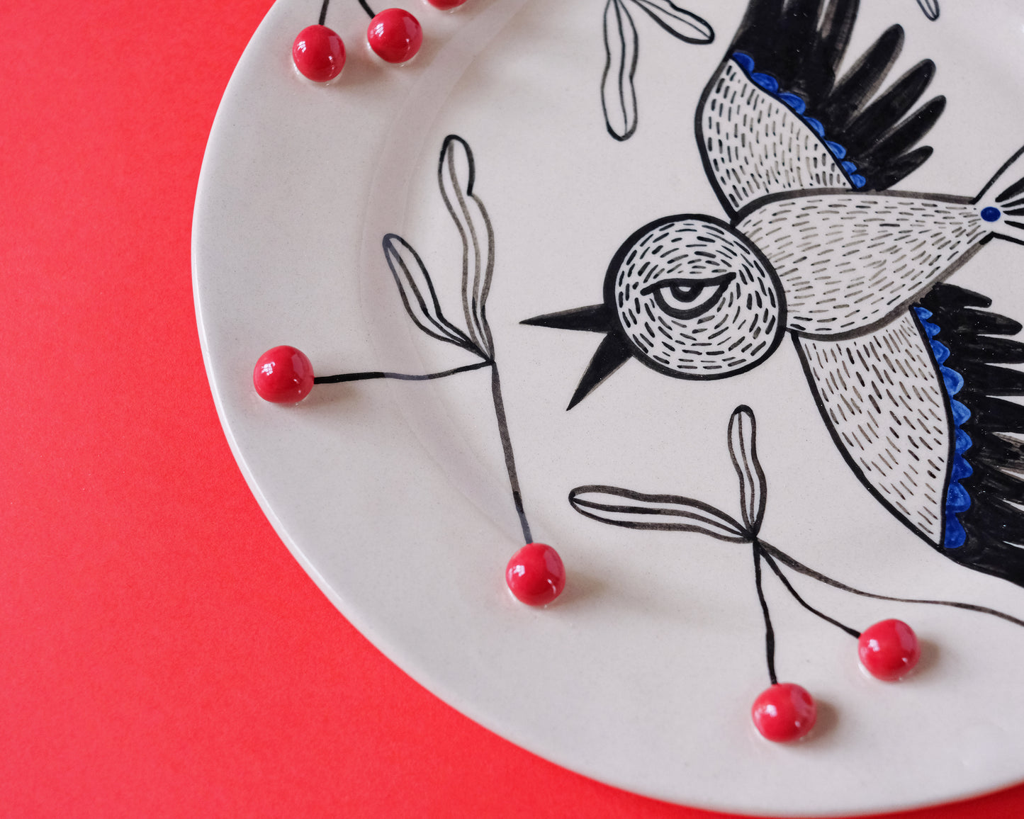 Cunning bird and cherries plate #8