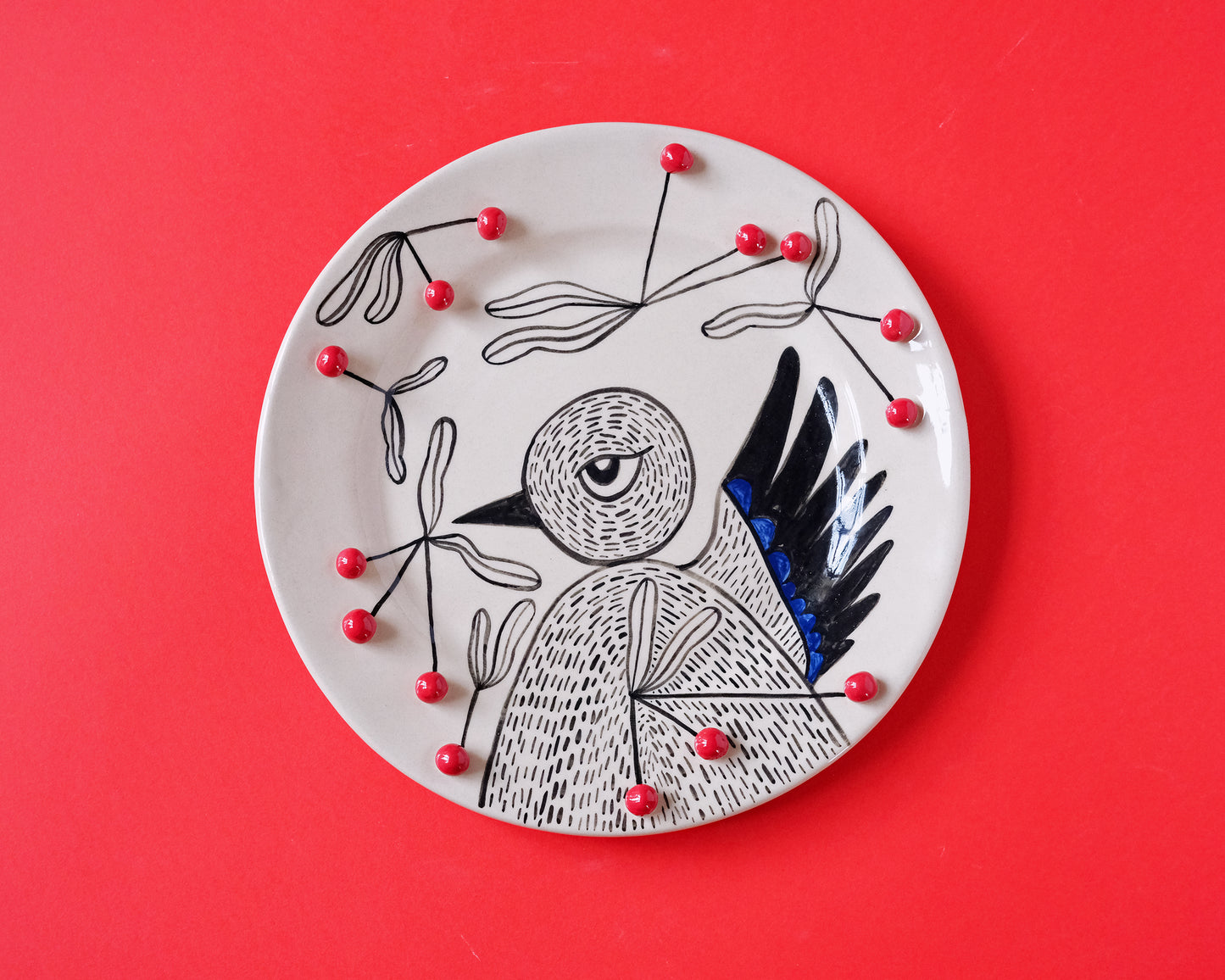 Cunning bird and cherries plate #9