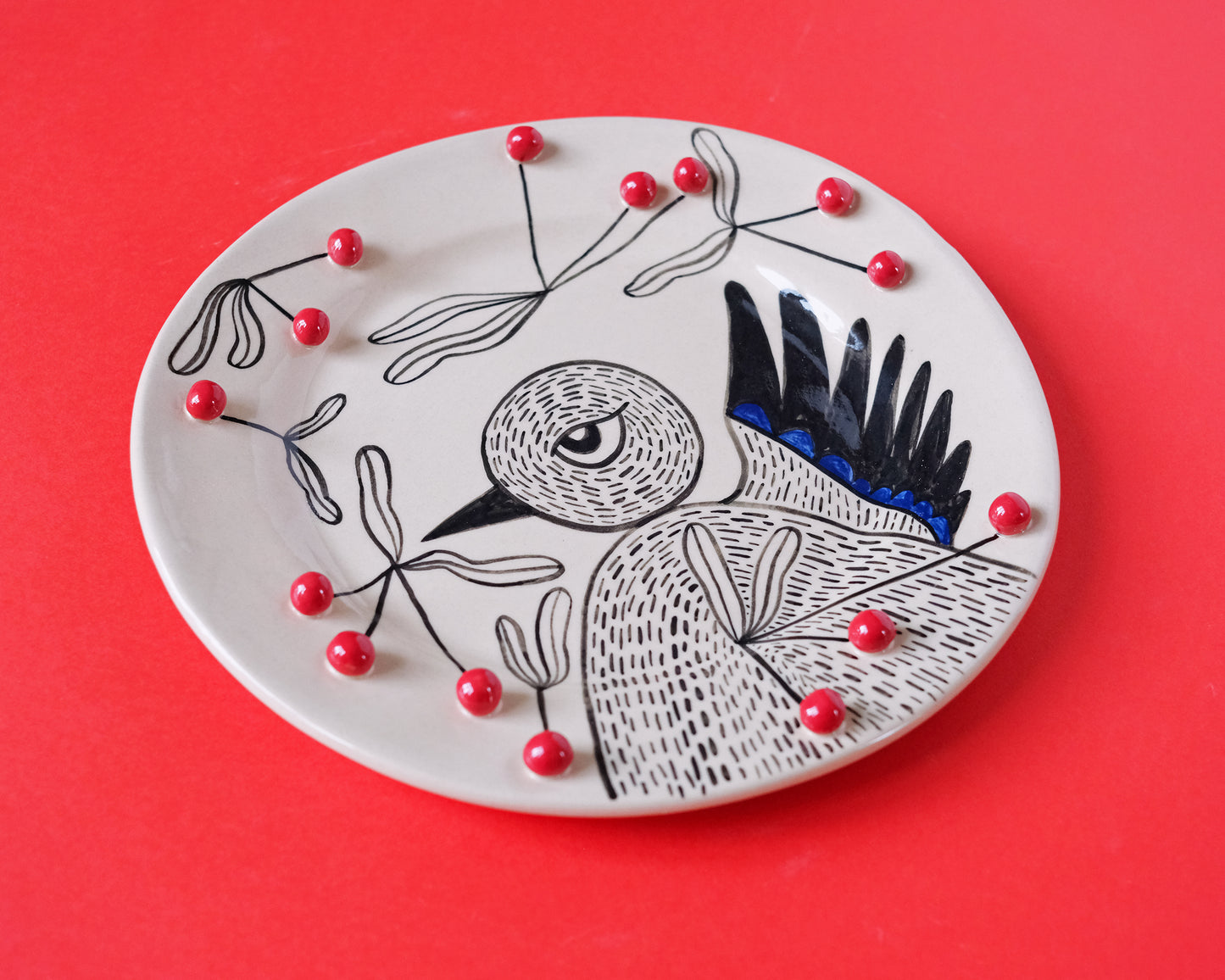 Cunning bird and cherries plate #9