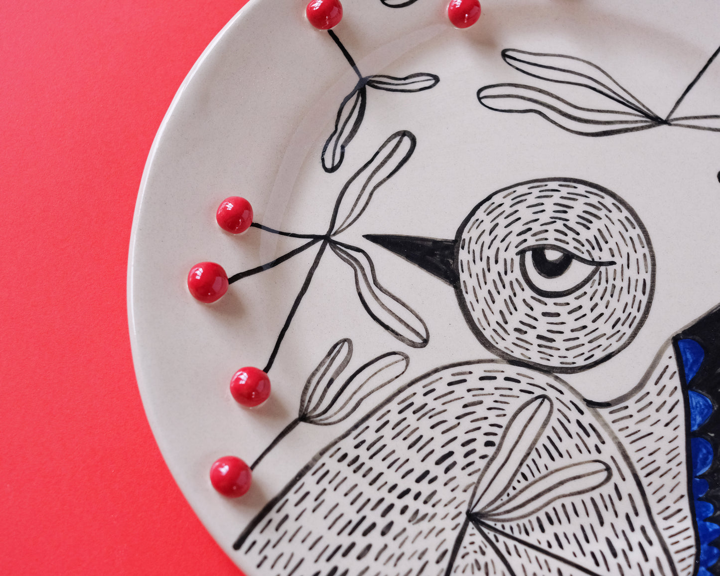 Cunning bird and cherries plate #9