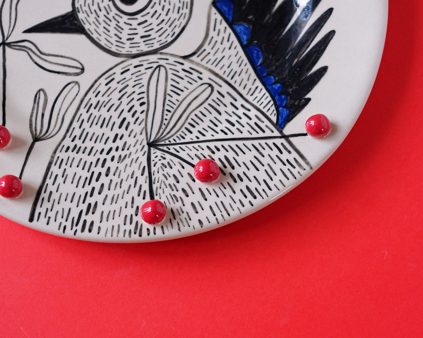 Cunning bird and cherries plate #9