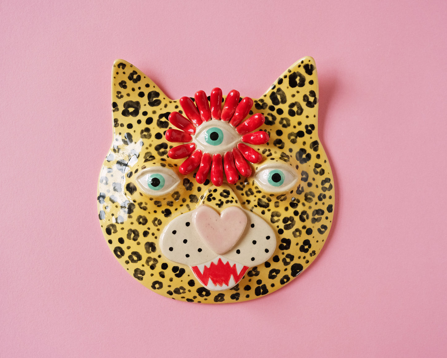 Flower Leopard Wall Mask (Red Flower)