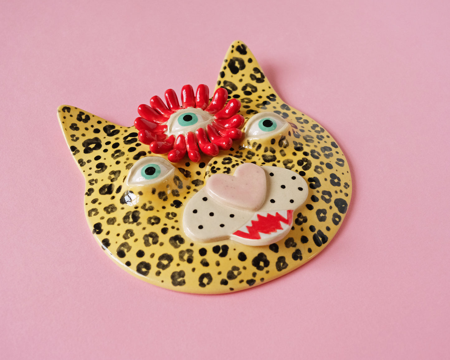 Flower Leopard Wall Mask (Red Flower)