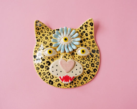 Flower Leopard Wall Mask (Blue Flower)