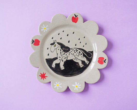 Flower Plate Swimming Horse