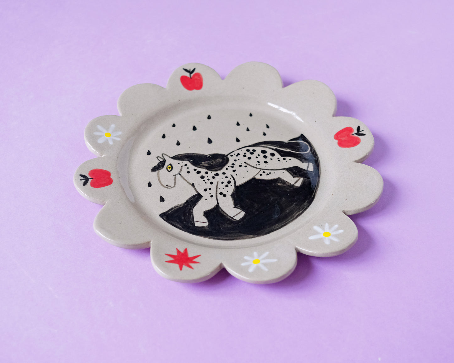 Flower Plate Swimming Horse