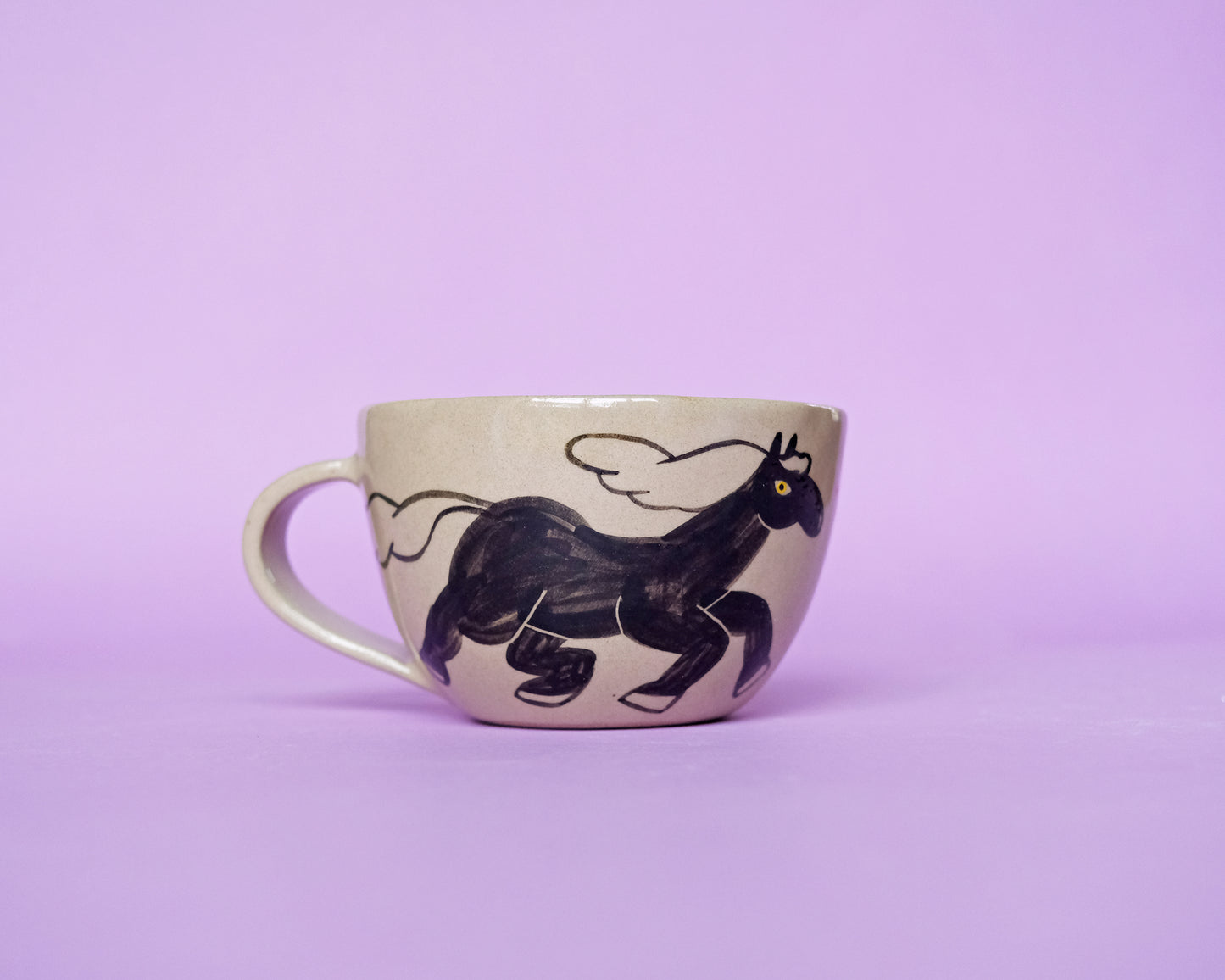 Cup with Tiny Flowers and 2 Running Horses