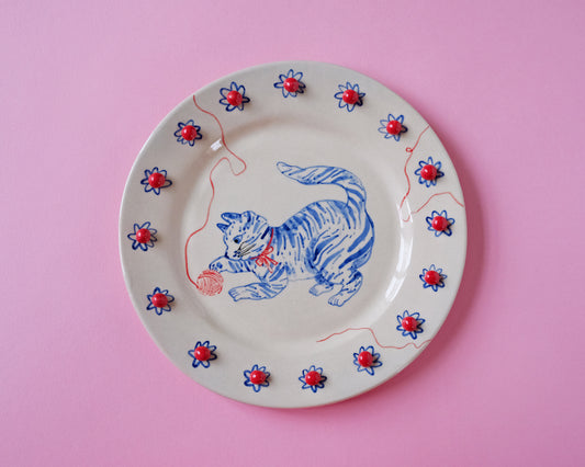 The Playing Cat Plate #1