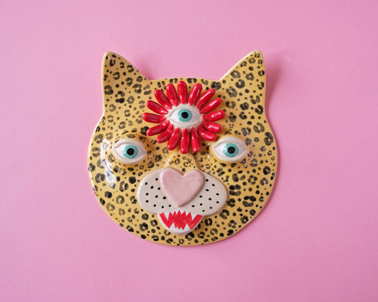 Flower Leopard Wall Mask (Red Flower)