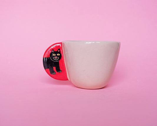 Black cat coffee cup