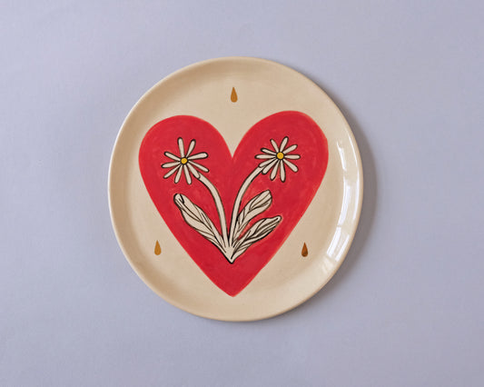 Plate with 2 Flowers #2 (With real gold!)