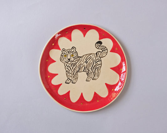 Plate with Tiger and Flower #3 (With real gold!)