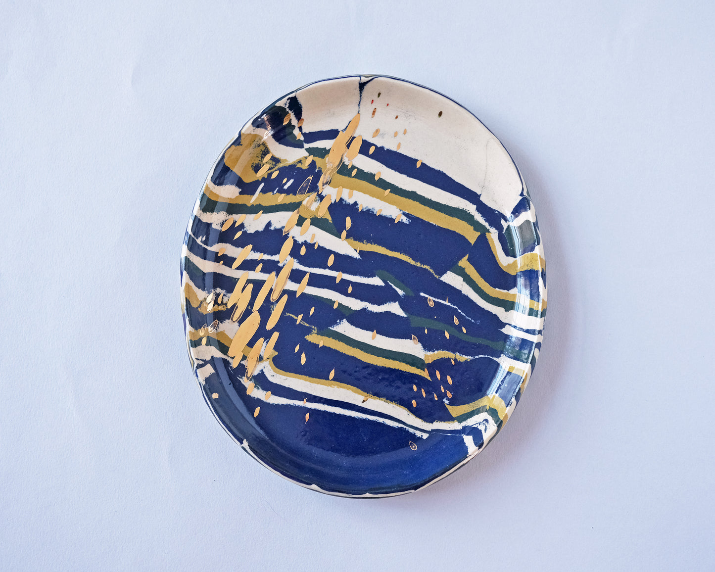 Nerikomi Plate Striped with gold