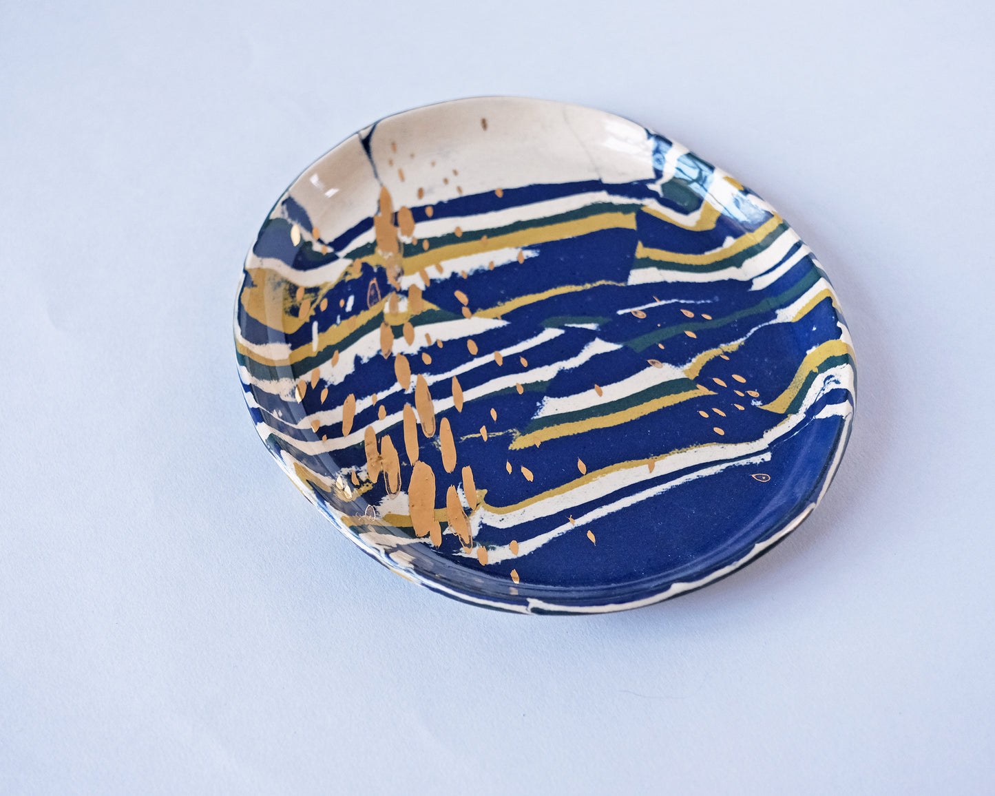 Nerikomi Plate Striped with gold