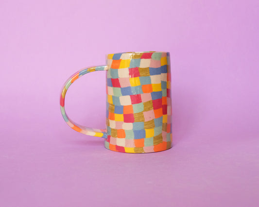 Nerikomi Checkered Big Mug Checkered Handle