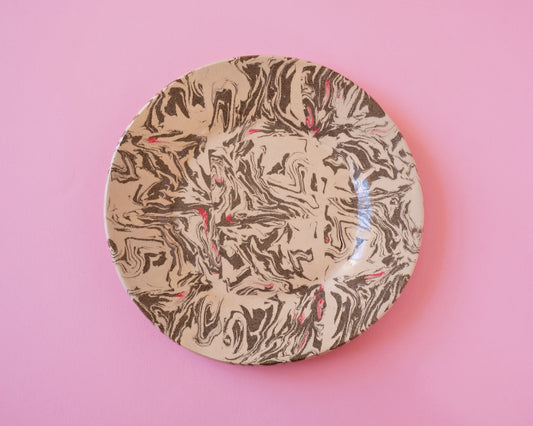 Nerikomi Gray-Beige-Pink-Red Plate