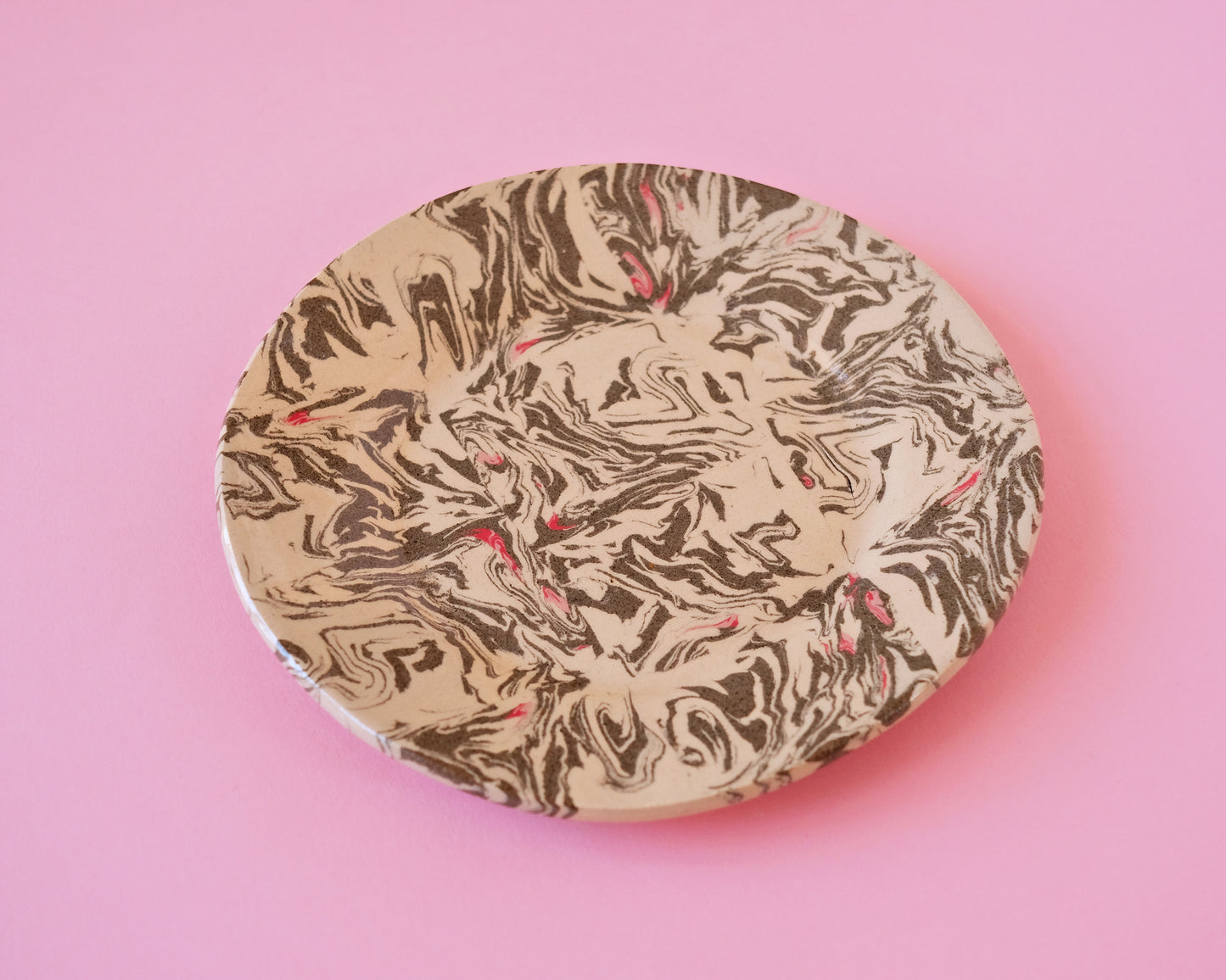 Nerikomi Gray-Beige-Pink-Red Plate