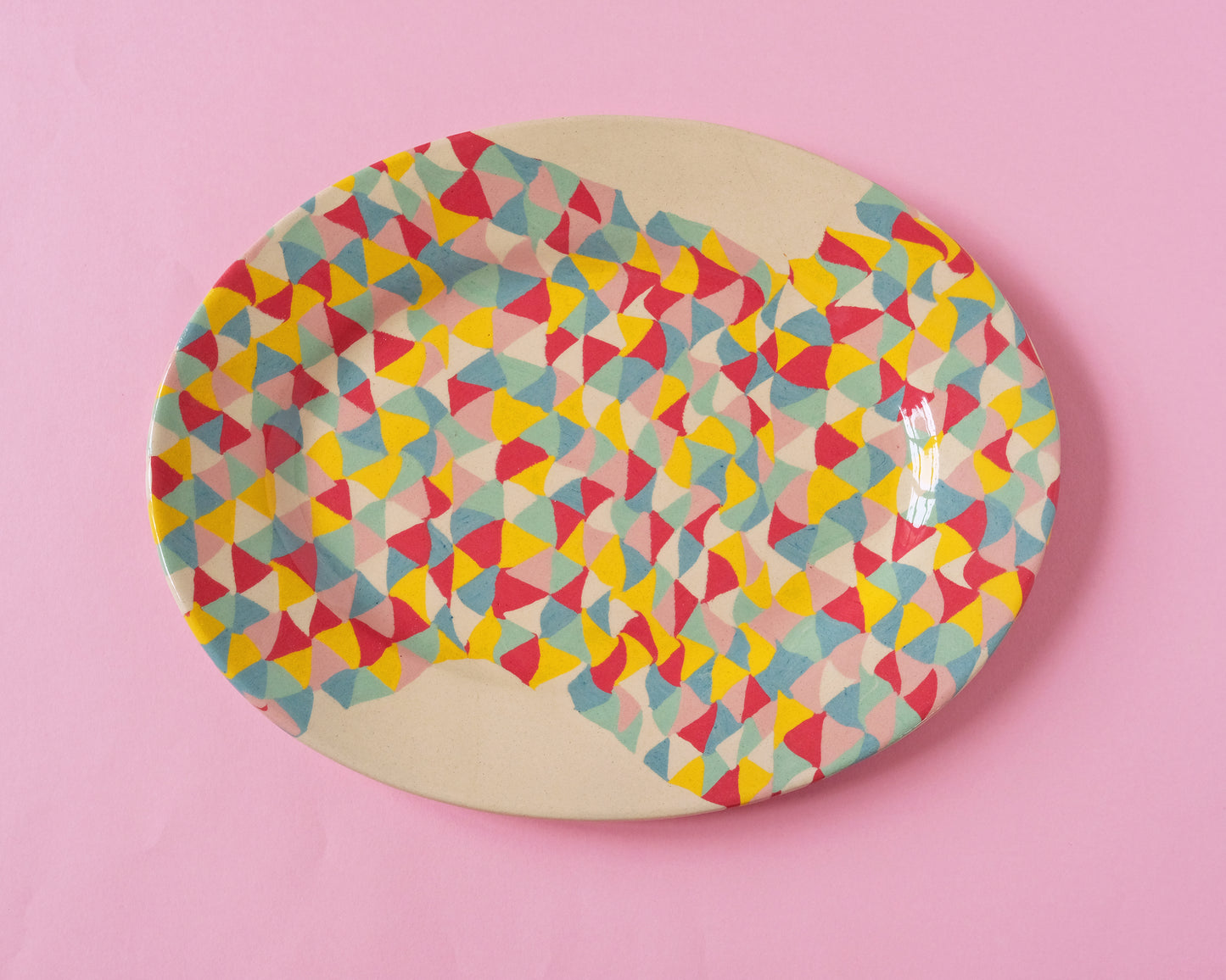 Nerikomi Triangles Oval Plate