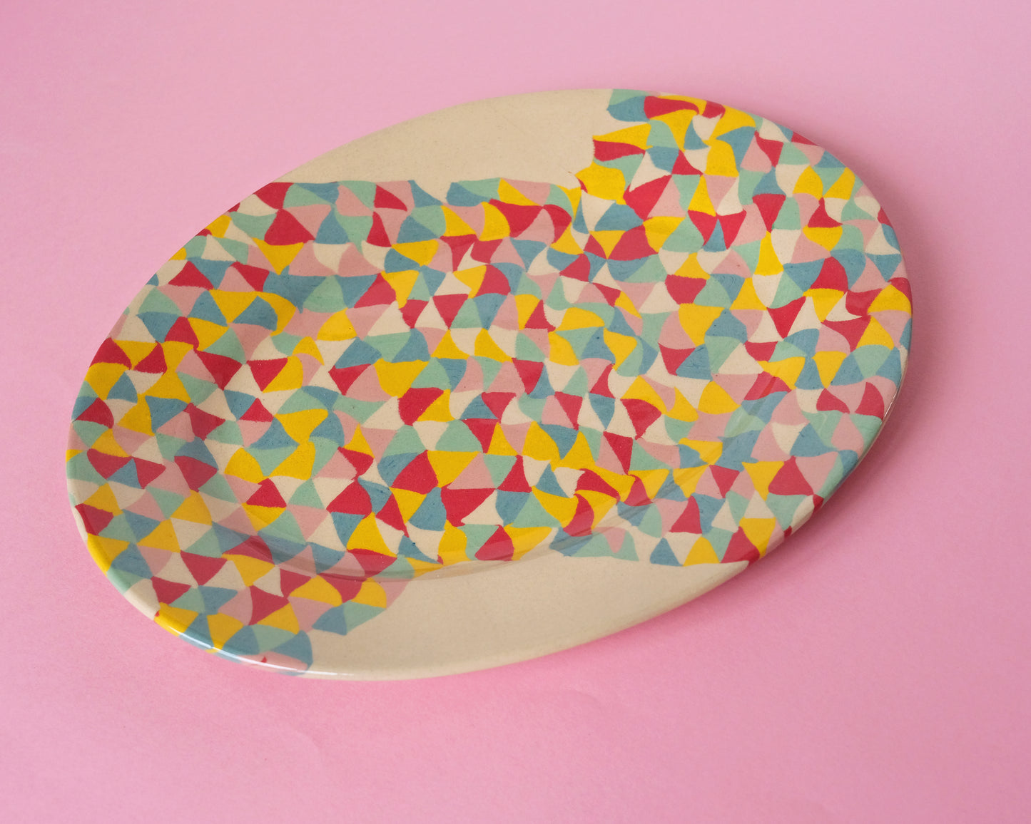 Nerikomi Triangles Oval Plate