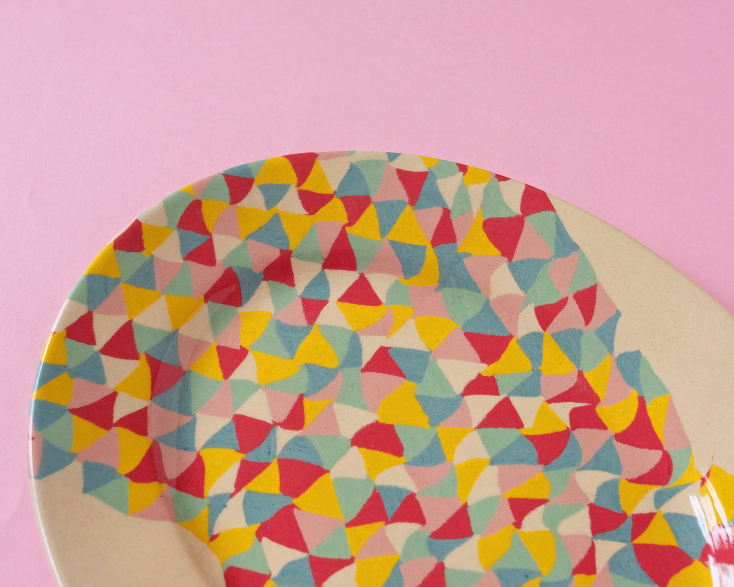Nerikomi Triangles Oval Plate